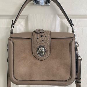 New Coach Suede Floral Appliqué Bag